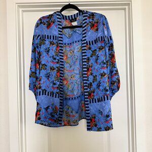 Vintage 100% Silk 16 topper open front cardigan kimono Diane Freis Glam Mob Wife